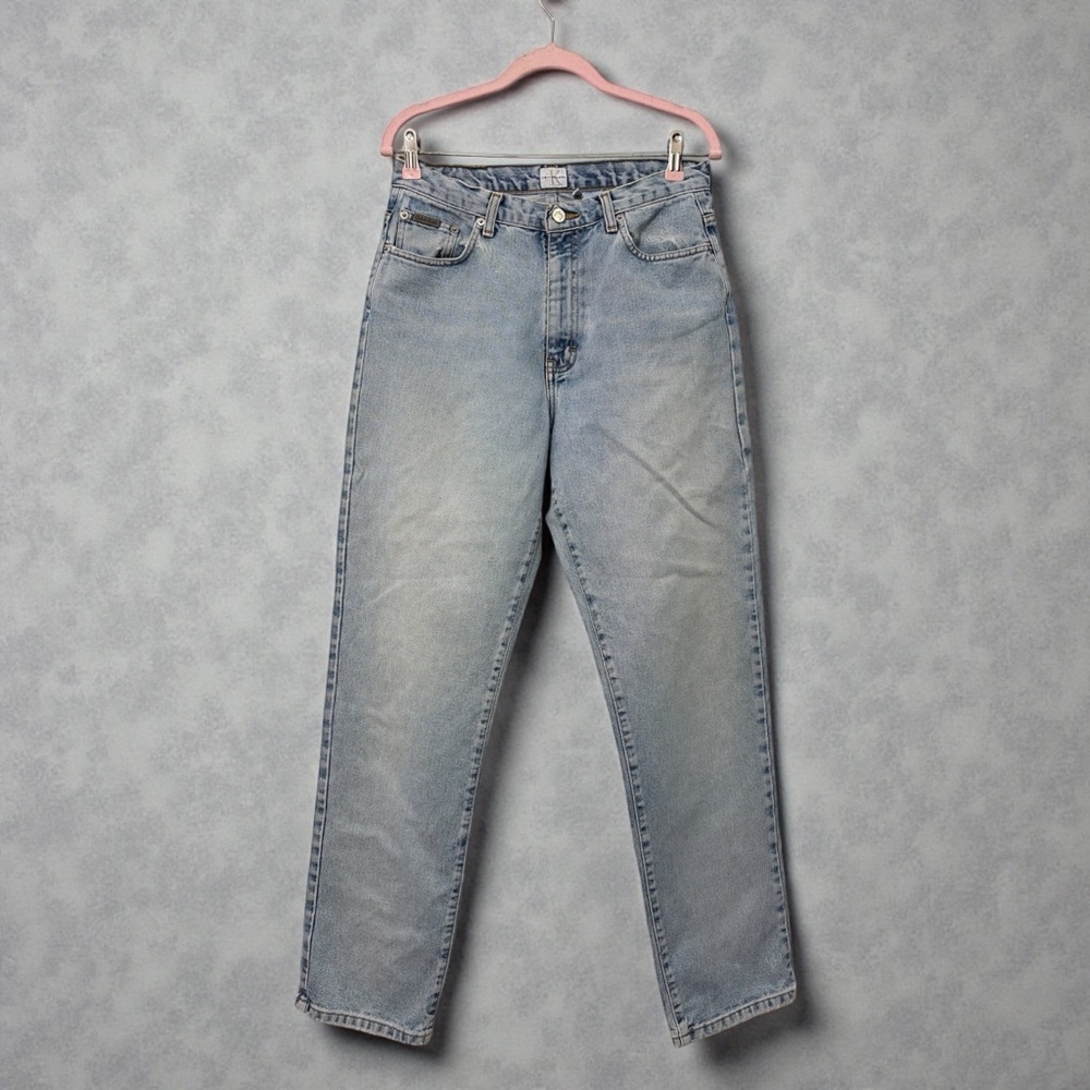 Y2K CALVIN KLEIN VINTAGE 90S EASY FIT SANDBLASTED SIZE 10 ZIP FLY 31.5 INSEAM